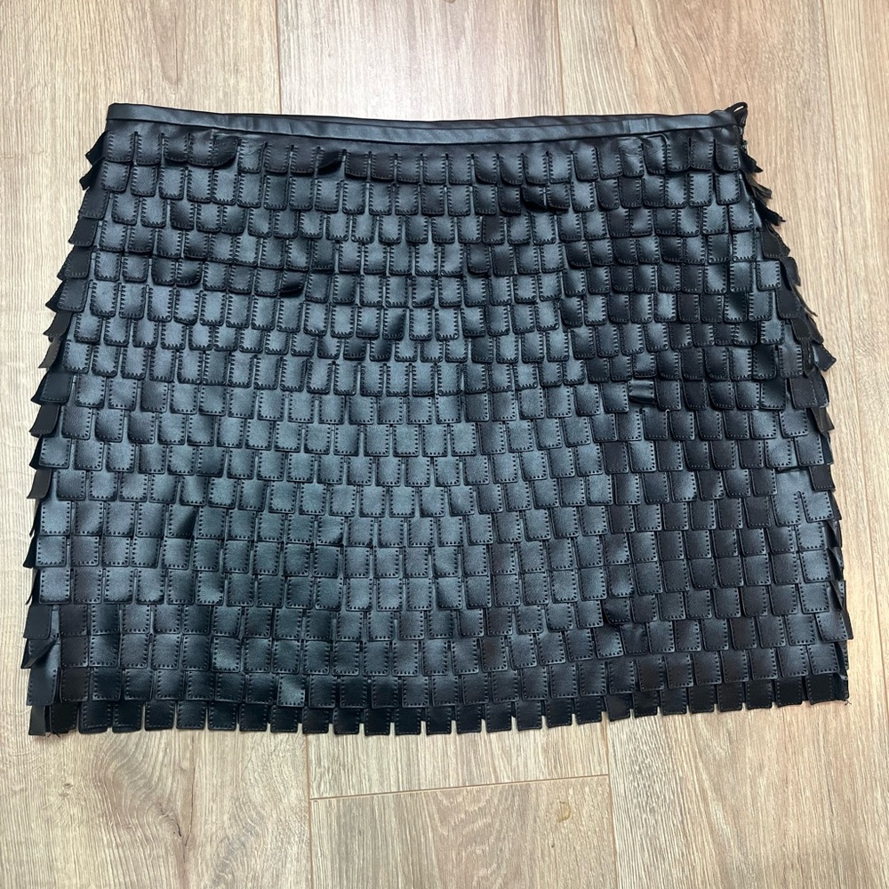 Max Studio Black Layered Faux Leather Mini Skirt size 10